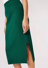 Ribbed Knit Midi Skirt, Green, large