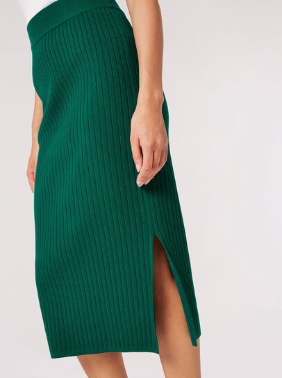 Ribbed Knit Midi Skirt