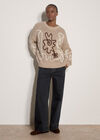 Oversized Cornelli Embroidered Jumper, Stone, large