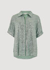 Sequin Embellished Relaxed Shirt, Mint, large