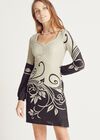 Two Tone Swirl Printed Tunic Dress, Stone, large