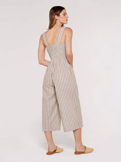 Striped Button Detailed Jumpsuit