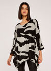 Zebra Waterfall Batwing Top, Grey, large