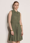 Linen Blend Shirt Mini Dress, Khaki, large