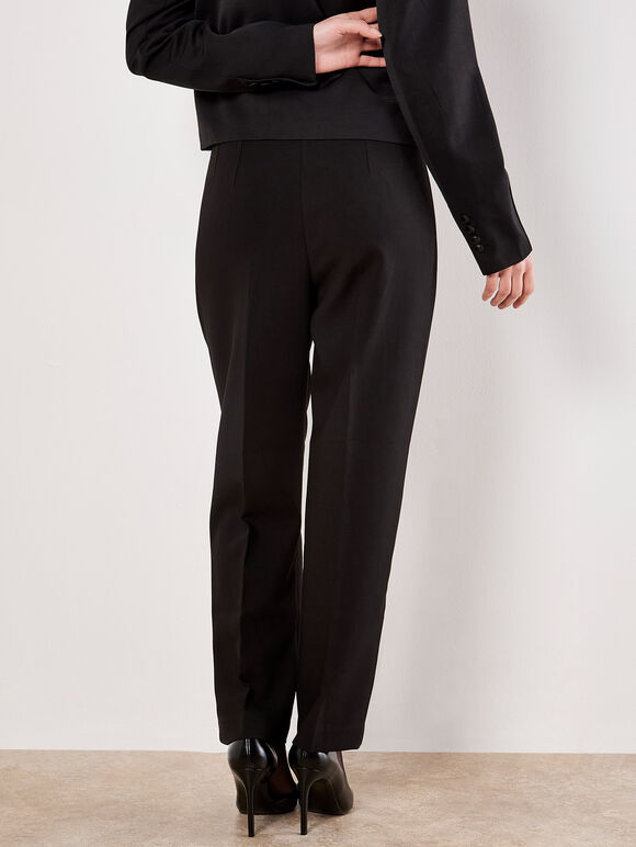 Pleat Tailored Tapered Trousers, Black, large