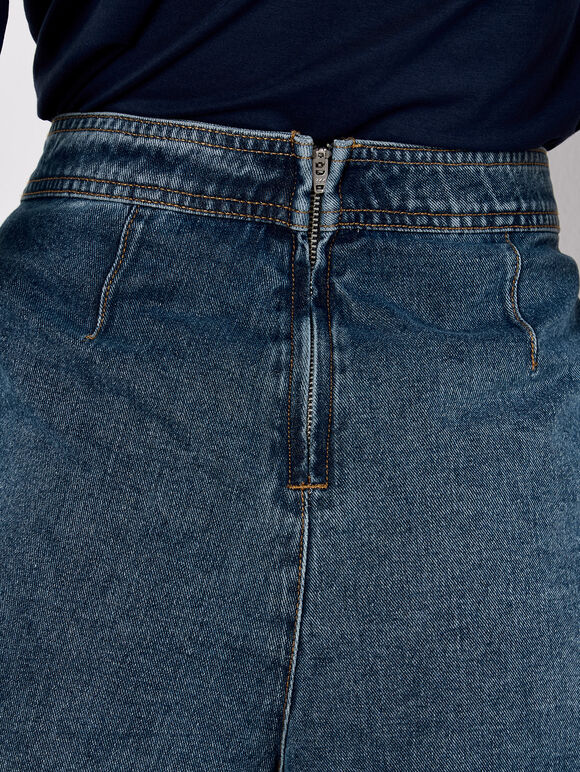 Denim Wrap Mini Skort, Blue, large