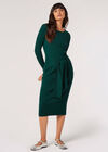 Ribbed Knit Bodycon Midi Dress, Green, large