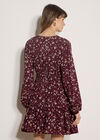 Floral Wrap Mini Dress, Burgundy, large