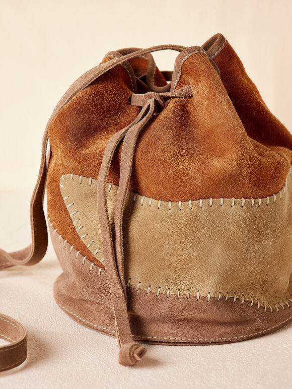 Patchwork Suede Crossbody Bag, Assorted, large