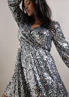 Curve Sequin Wrap Mini Dress, Light Grey / Silver, large