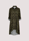 Diamond Print Shirt Mini Dress, Khaki, large