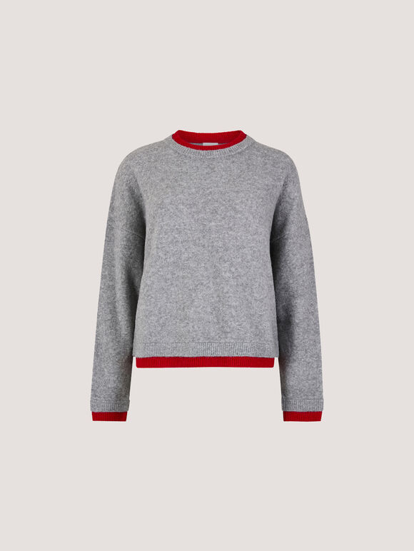 Soft Layered Look Jumper, Grey, large