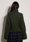 Chunky Knit Roll Neck Jumper, Green, large
