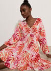 Tropical Leaf Mini Dress, Pink, large