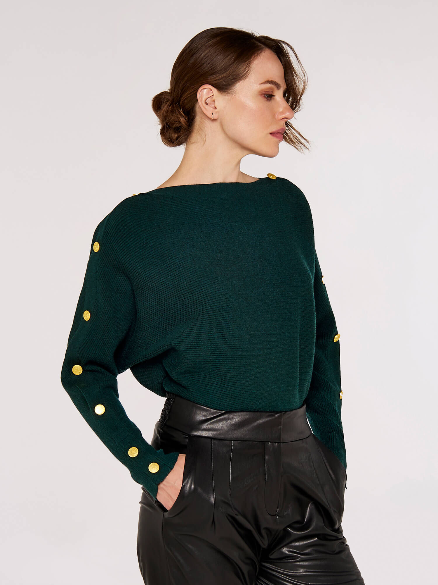 Button Detail Jumper Apricot Clothing