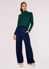 Ribbed Panel Mock Neck Jumper, Green, large