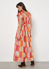 Metallic Leaf Stripe Kimono Maxi Dress, Pink, large
