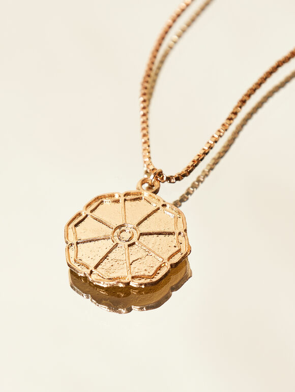 Wheel Gold Necklace, Yellow, large
