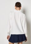 Ruffle Collar Embroidered Blouse, White, large