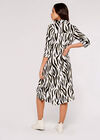 Zebra Oversized Shirt Mini Dress, Cream, large