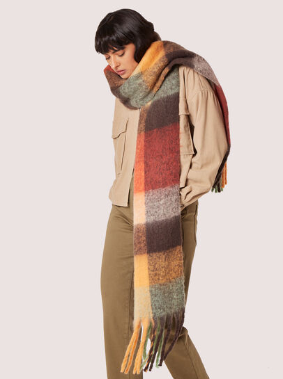 Colour Block Check Square Scarf