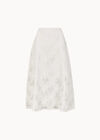 Floral Mesh Lace Midi Skirt, White, large