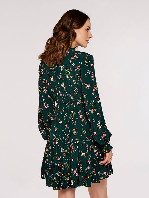 Floral Tiered Dress, Green, large