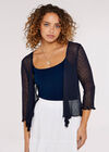 Lightweight Sheer Knitted Shrug, Navy, large