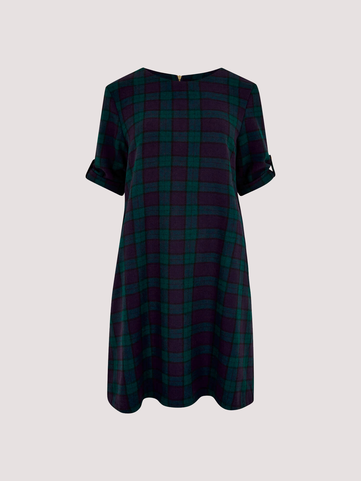 Tartan Check Swing Mini Dress Apricot Clothing