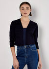 Pointelle Chevron Knit Shrug, Navy, large