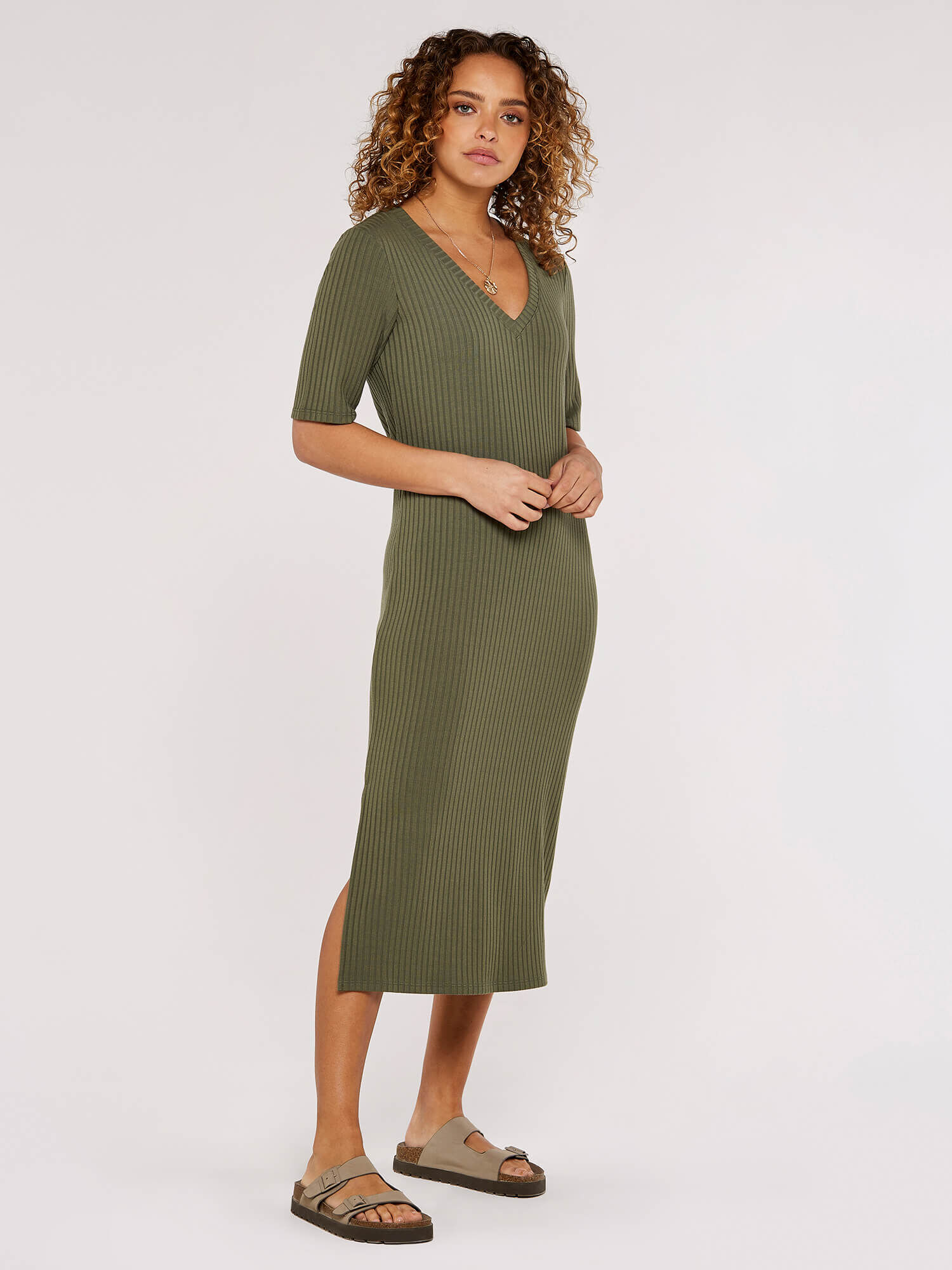 Khaki on sale midi dress