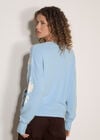 Floral Applique Cardigan, Sky Blue, large