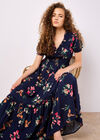 Watercolour Floral Maxi Dress, Navy, large
