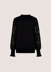 Lace Mesh Jumper, Black, large