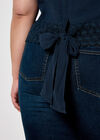 Cotton Lace Bow Top, Navy, large