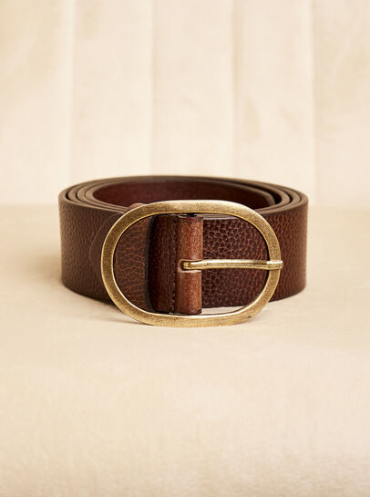 Leather Gold Buckle Belt