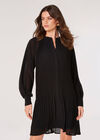 Chiffon Plisse Mini Dress, Black, large