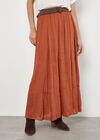 Slub Shimmer Maxi Skirt, Rust, large