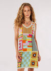 Patchwork Crochet Shift Dress, Stone, large