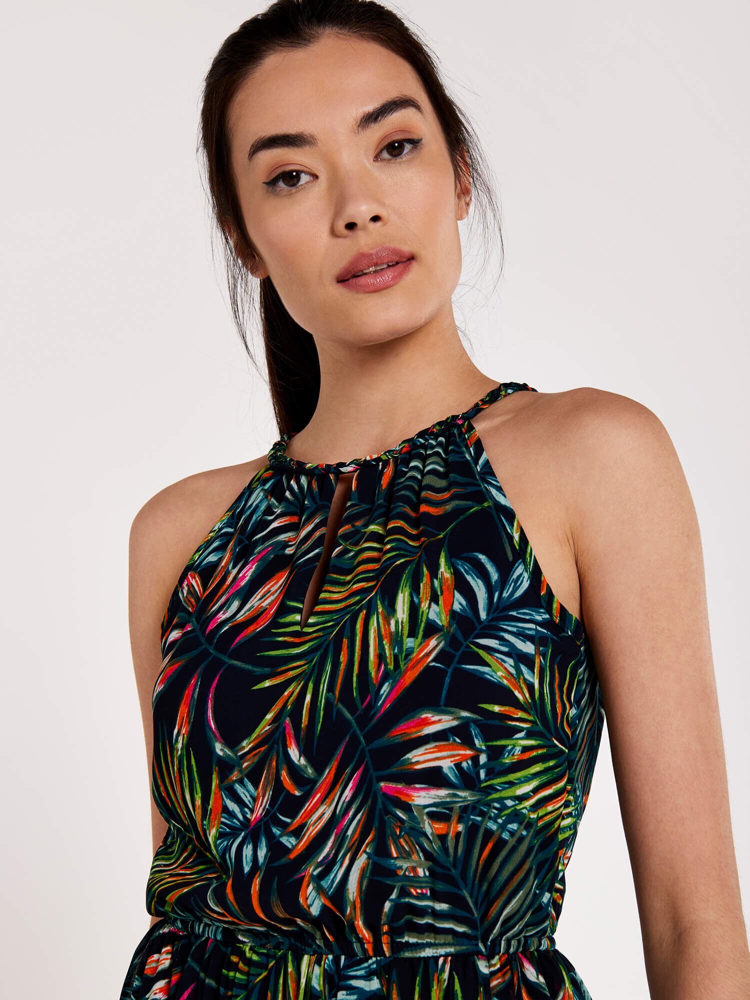 Palm Rope Neck Dress Apricot Clothing