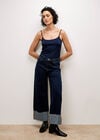Ikeda Straight Leg Turn Up Jeans, Navy, large