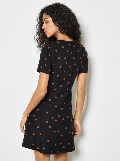 Polka Dot Knitted Shift Mini Dress