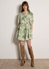 Floral Print Cotton Mini Dress, Green, large