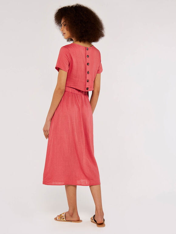 Open Back Button Dress, Pink, large