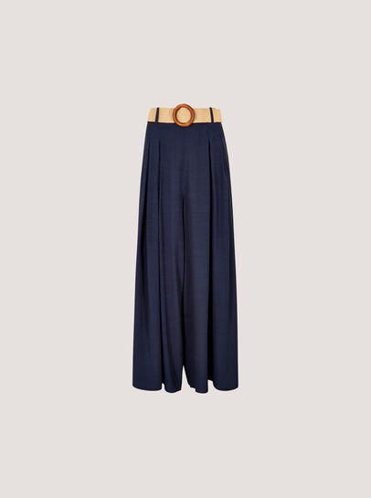 Pleated Palazzo Trousers With Belt