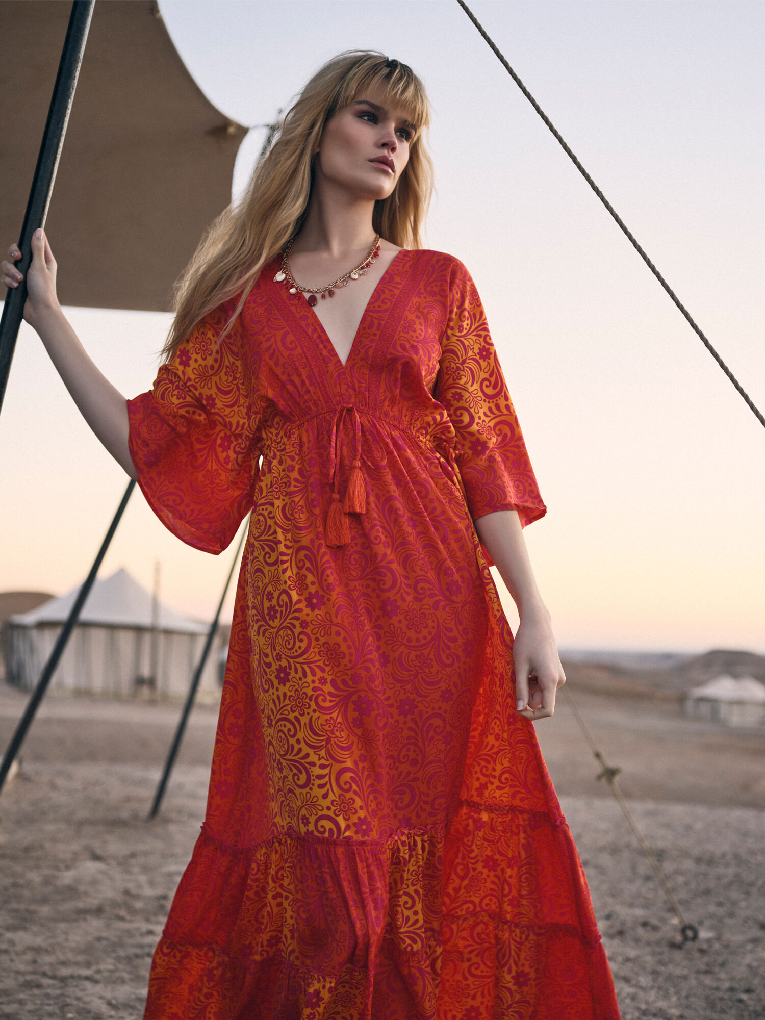 Red kaftan dress discount