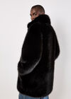 Faux Fur Longline Coat, Black, large