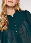 Layered V Neck  Blouse, Green, large