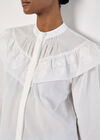 Embroidered Ruffle Shirt, White, large