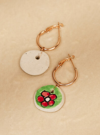 Hand Painted Ceramic Hoop Earrings